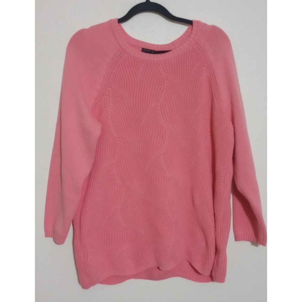 Talbots Plus Pink Textured Wave Knit Crewneck Raglan Sweater 2X JO5161